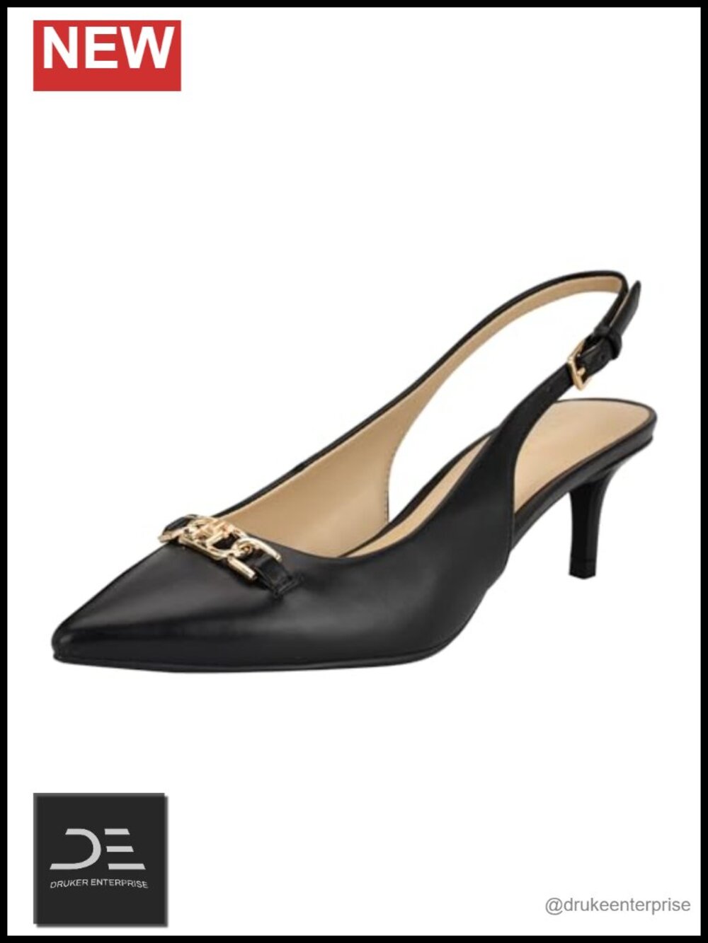 Tommy Hilfiger Tienna Pumps Women Slingback Kitten Heels Faux Leather Pointed
